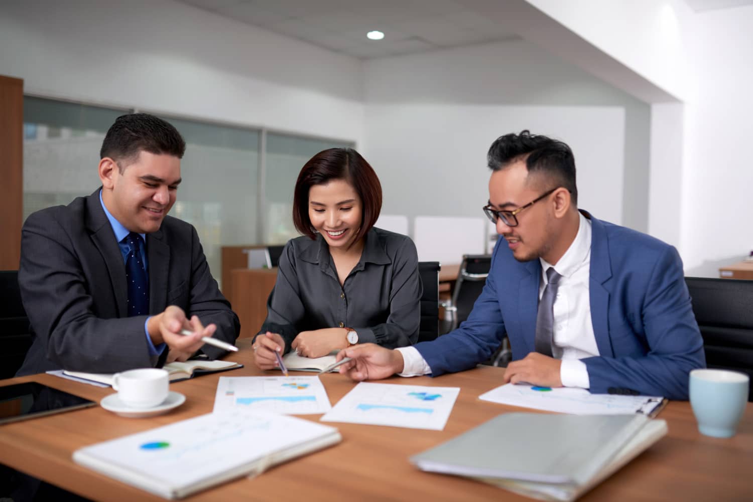 Viettonkin consultants reviewing market entry reports with a client